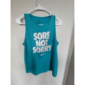 Nike Dri-FIT Womens Teal Sore Not Sorry Graphic Training Tank Top 915861-447 S